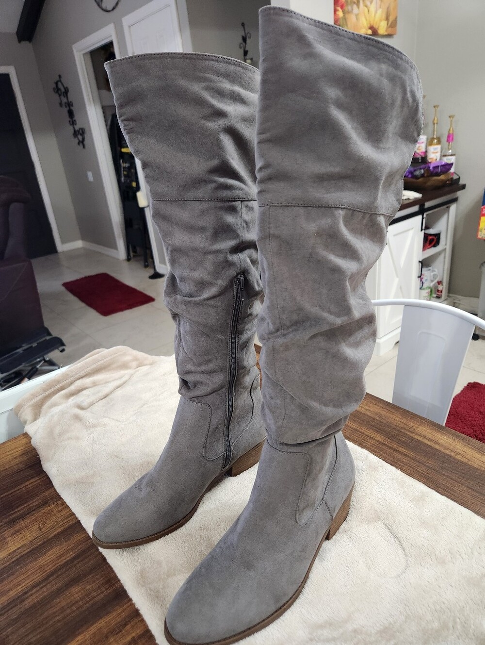Maurices Gray Over-the-Knee Slouch Suede Boots